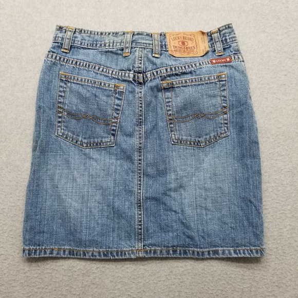 Vintage Lucky Brand Jeans Skirt Womens 12 Blue Pockets 25x16‎ - Picture 8 of 13